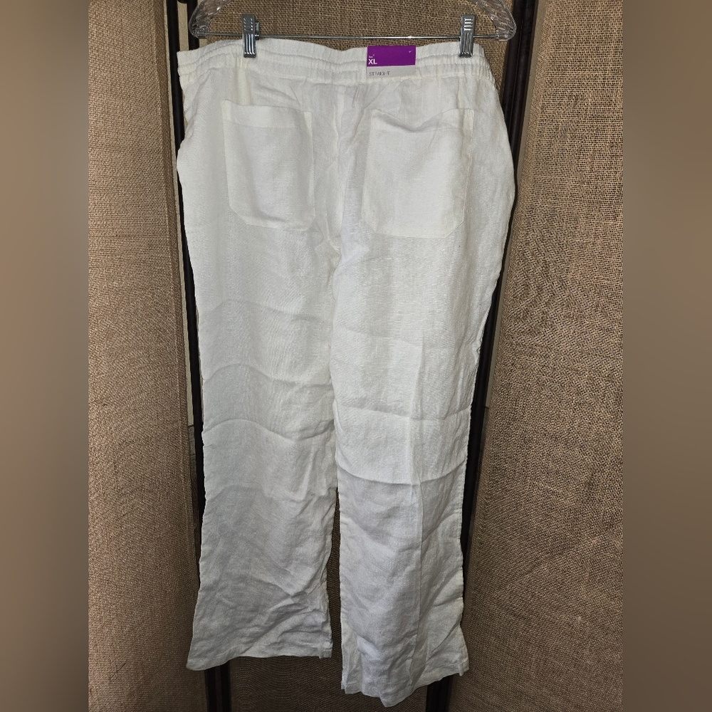 NWT Women's Merona White Midrise Relaxed Hip And Thigh Linen Pants Size XL - Picture 9 of 11